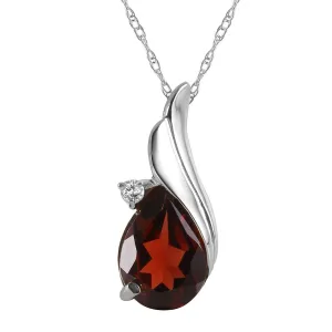 2.03 Carat 14K Solid White Gold Necklace Diamond Garnet