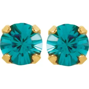 24K Gold-Plated Stainless Steel Imitation Blue Zircon Inverness® Piercing Earrings