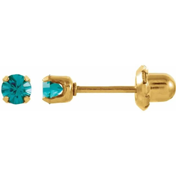 24K Gold-Plated Stainless Steel Imitation Blue Zircon InvernessÂ® Piercing Earrings