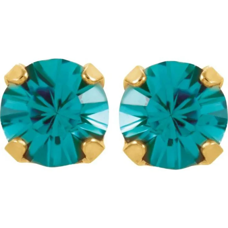 24K Gold-Plated Stainless Steel Imitation Blue Zircon InvernessÂ® Piercing Earrings