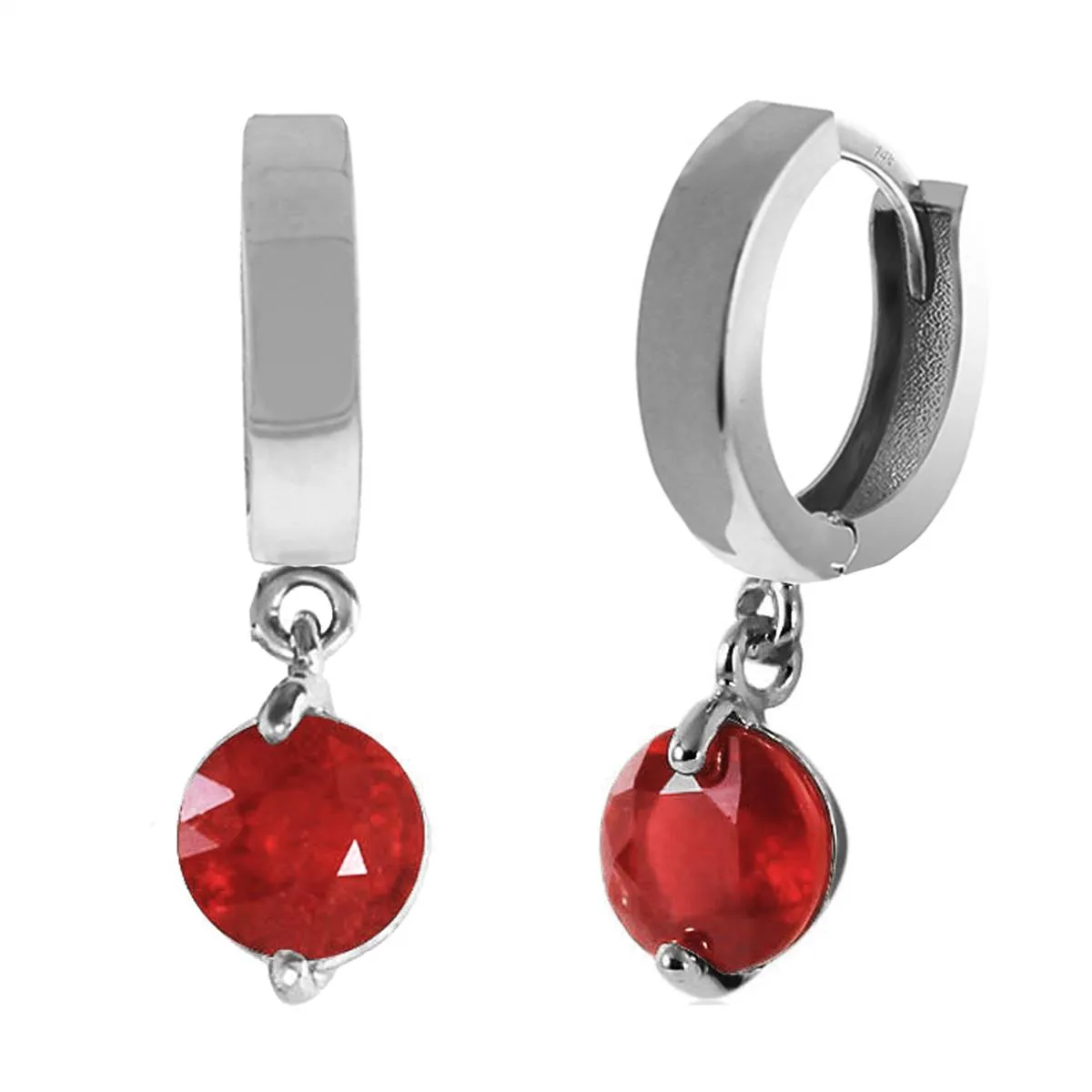 2.5 Carat 14K Solid White Gold Love In Progress Ruby Earrings