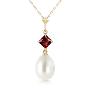 2.5 Carat 14K Solid Yellow Gold Brave New You Garnet Pearl Necklace