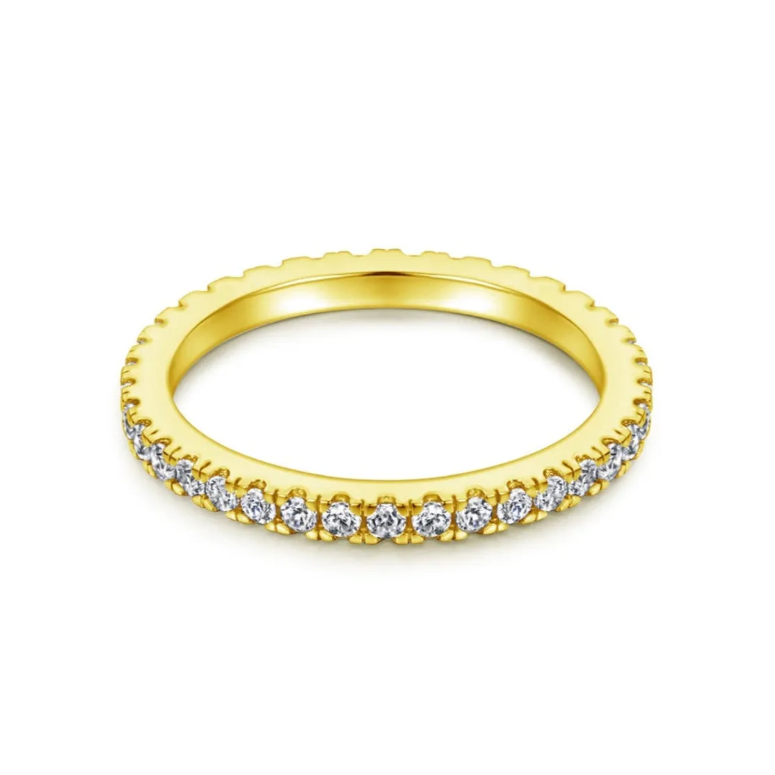 2mm Pave Full Eternity Band Ring - Gold