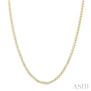 3 ctw Illusion Round Cut Diamond Eternity Tennis Necklace in 14K Yellow Gold