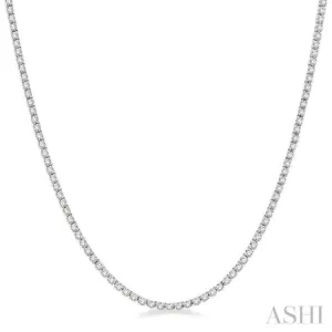 3 Ctw Round Cut Diamond Tennis Necklace in 14K White Gold