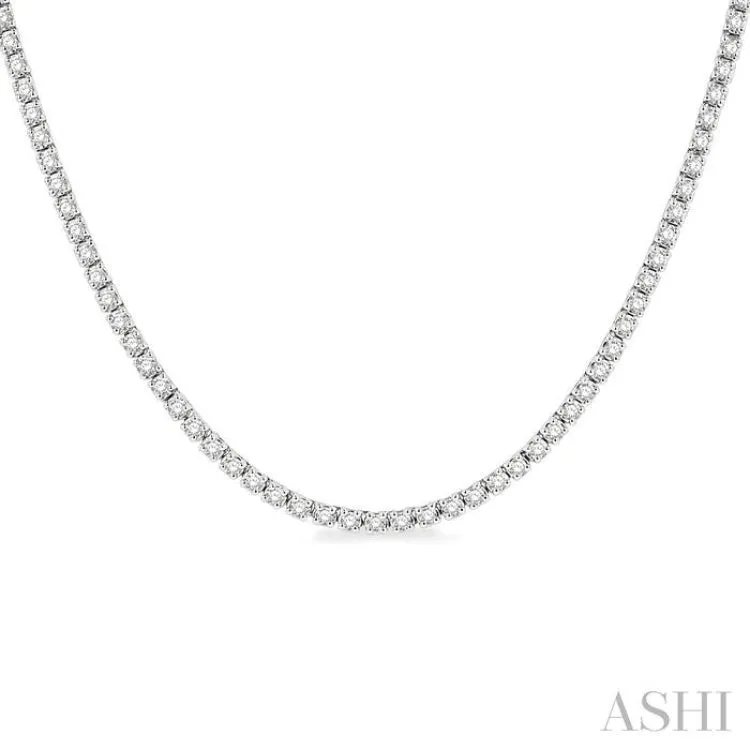 3 Ctw Round Cut Diamond Tennis Necklace in 14K White Gold