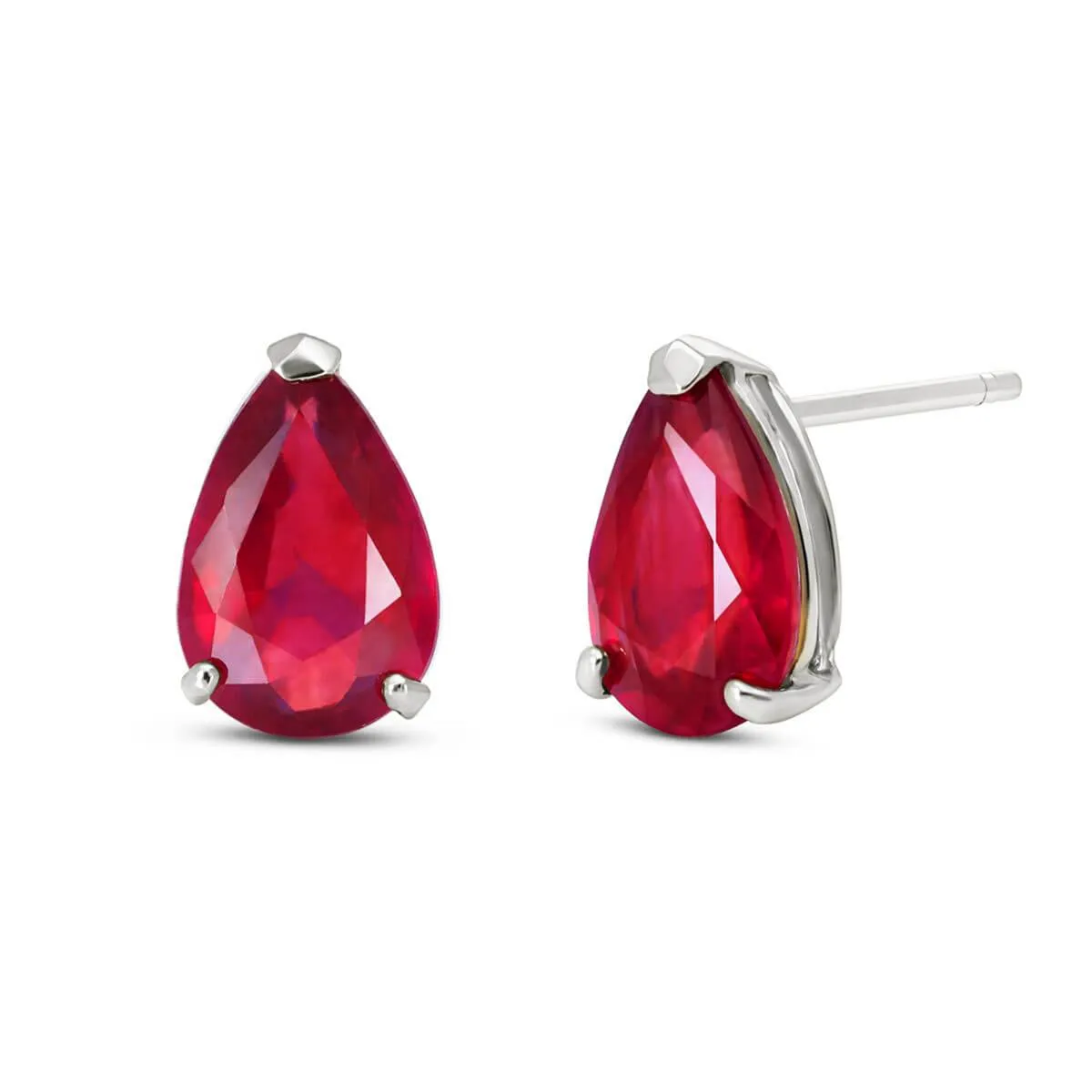 3.5 Carat 14K Solid White Gold Parade Ruby Earrings