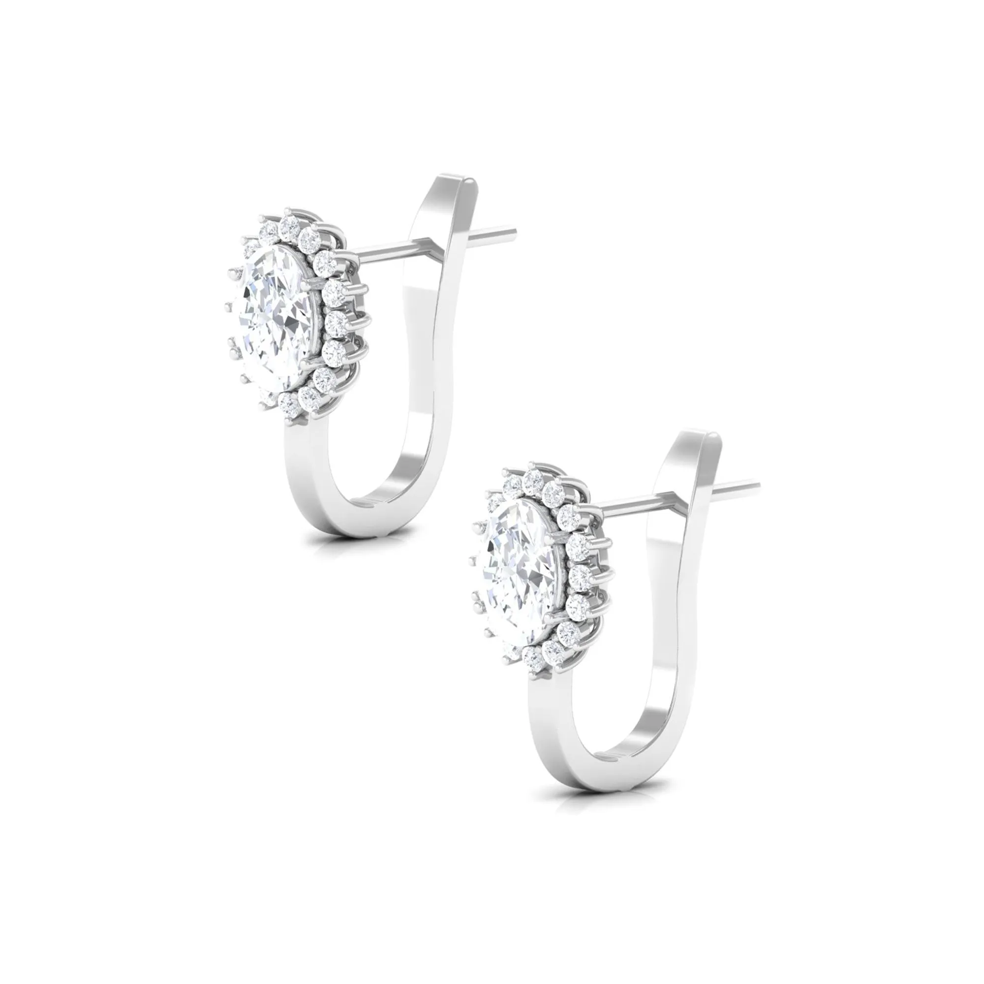 4 CT Oval Cut Zircon Halo Stud Earrings in Gold