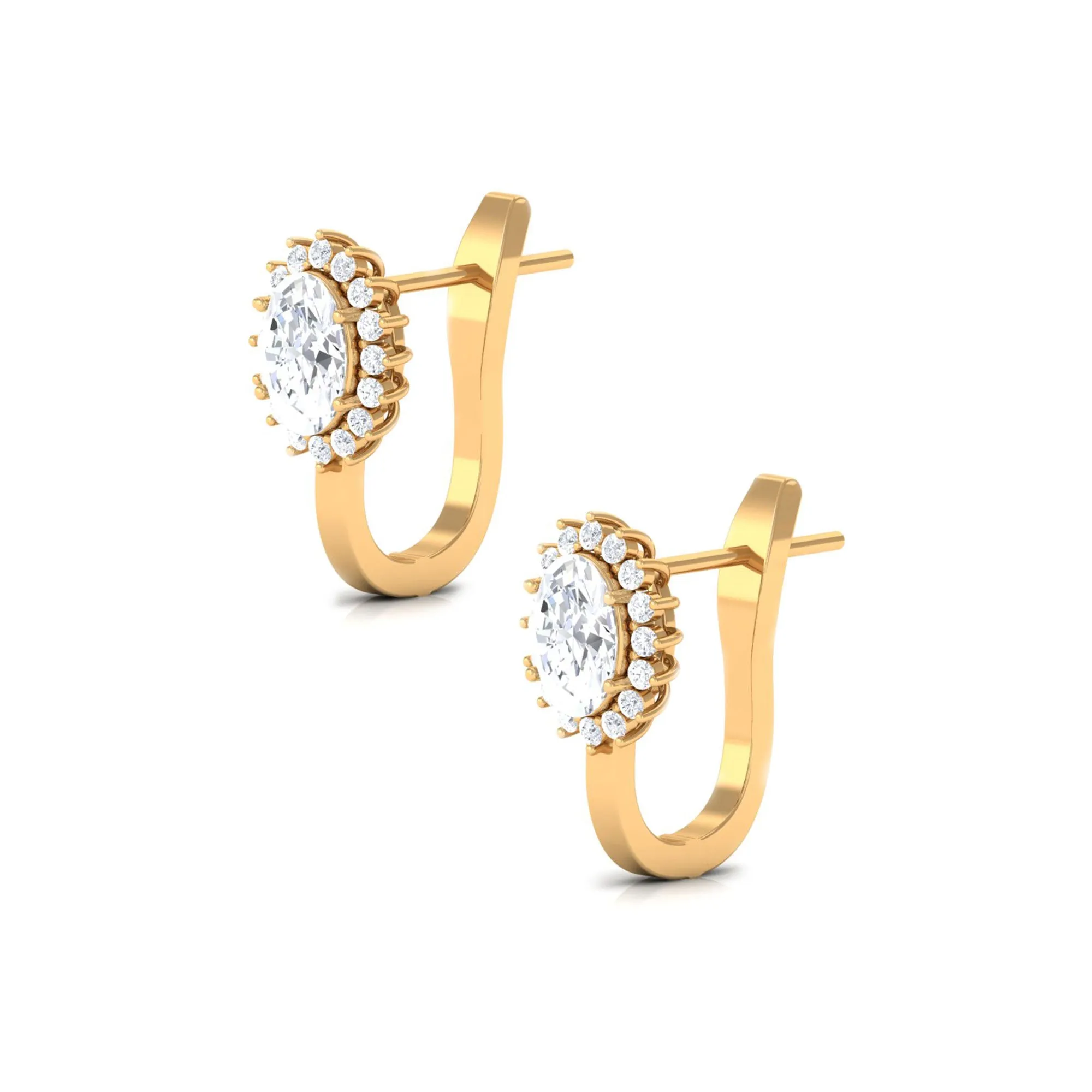 4 CT Oval Cut Zircon Halo Stud Earrings in Gold