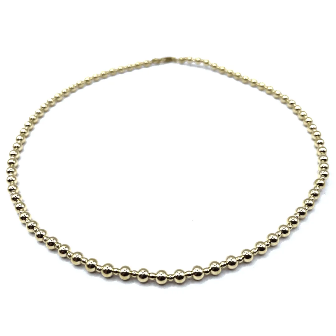 4mm 2mm 4mm Gold Filled Waterproof Dimension Necklace 16"