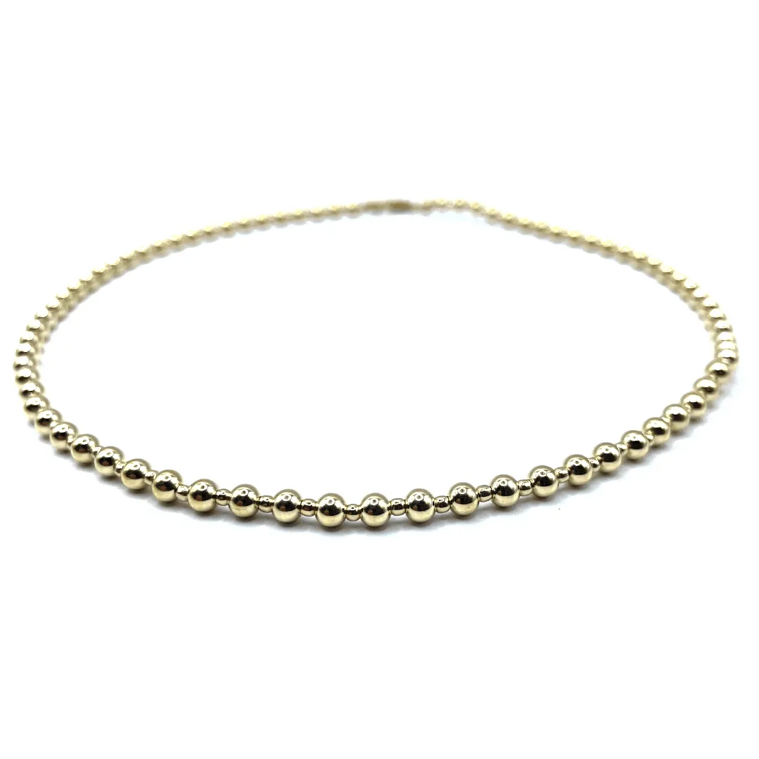 4mm 2mm 4mm Gold Filled Waterproof Dimension Necklace 16"