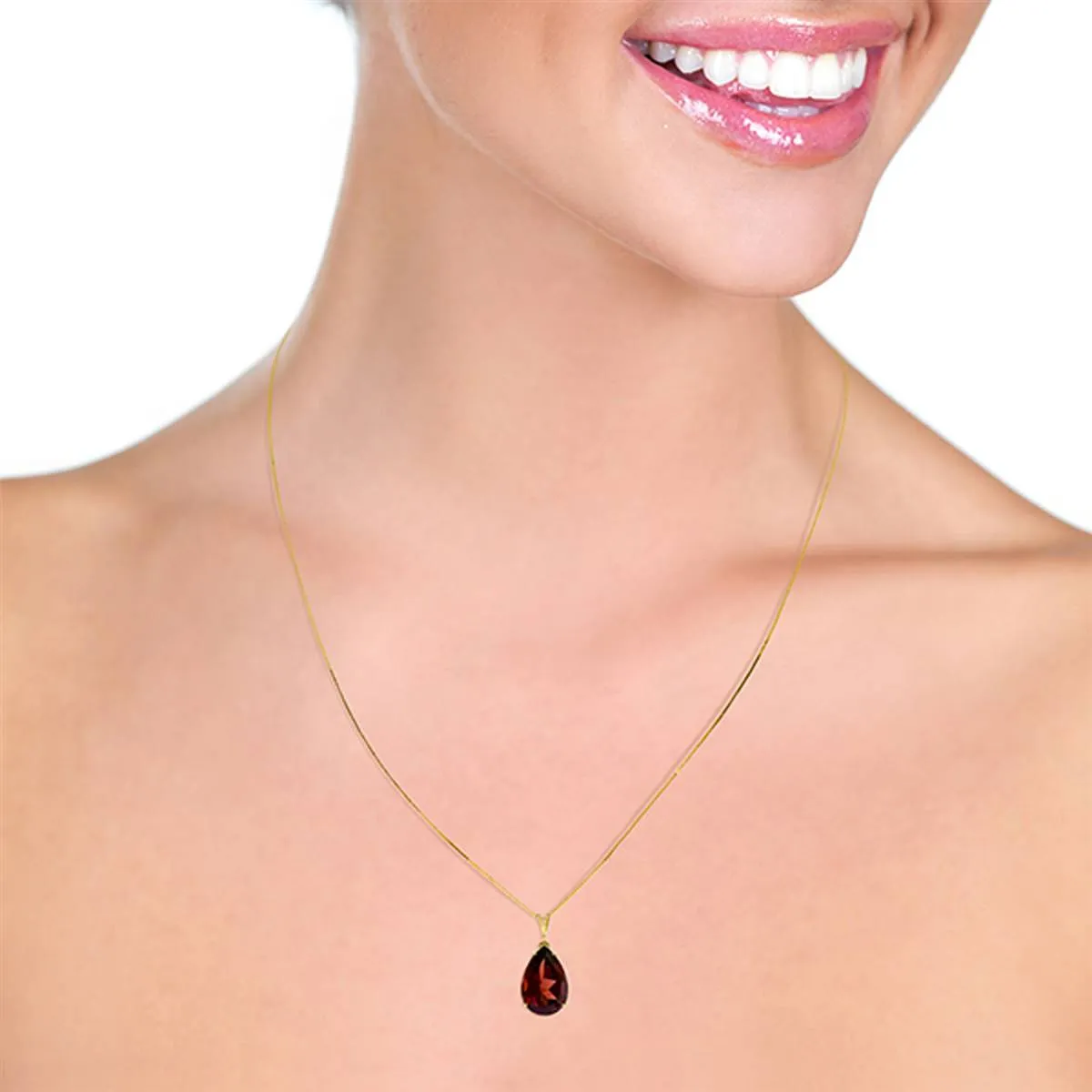 5 Carat 14K Solid Yellow Gold Written In Naturale Garnet Necklace