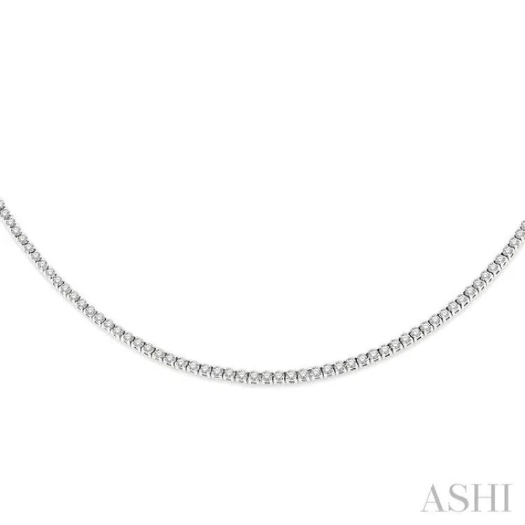 5 ctw Round Cut Diamond Tennis Necklace in 14K White Gold