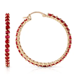 6 Carat 14K Solid Yellow Gold Alana Ruby Hoop Earrings