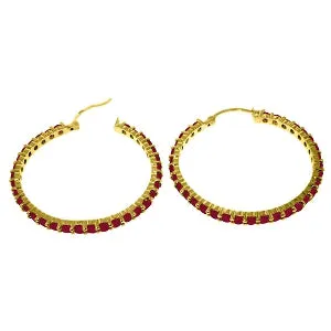 6 Carat 14K Solid Yellow Gold Alana Ruby Hoop Earrings