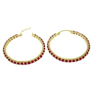 6 Carat 14K Solid Yellow Gold Alana Ruby Hoop Earrings