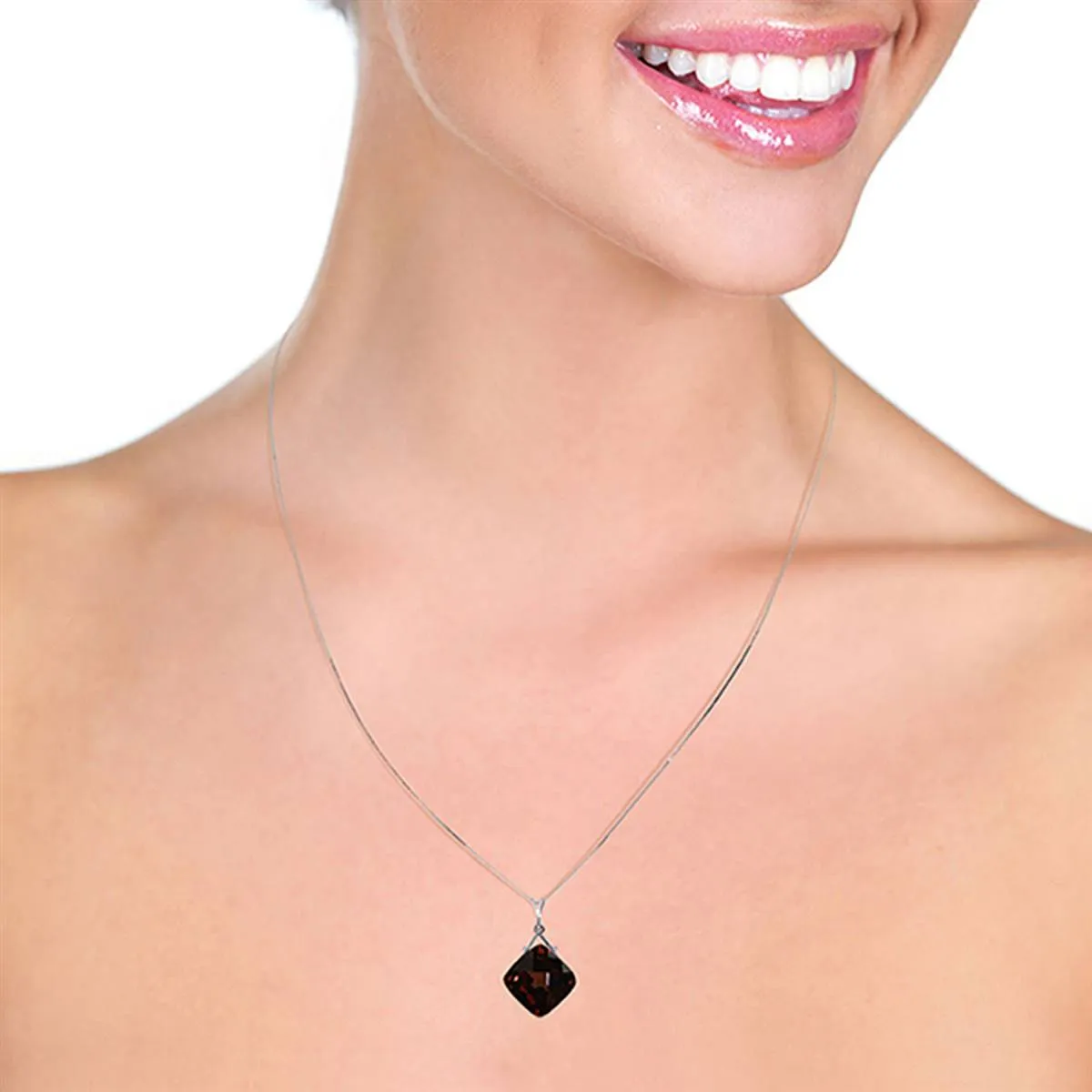 8.75 Carat 14K Solid White Gold Fall Into Place Garnet Necklace