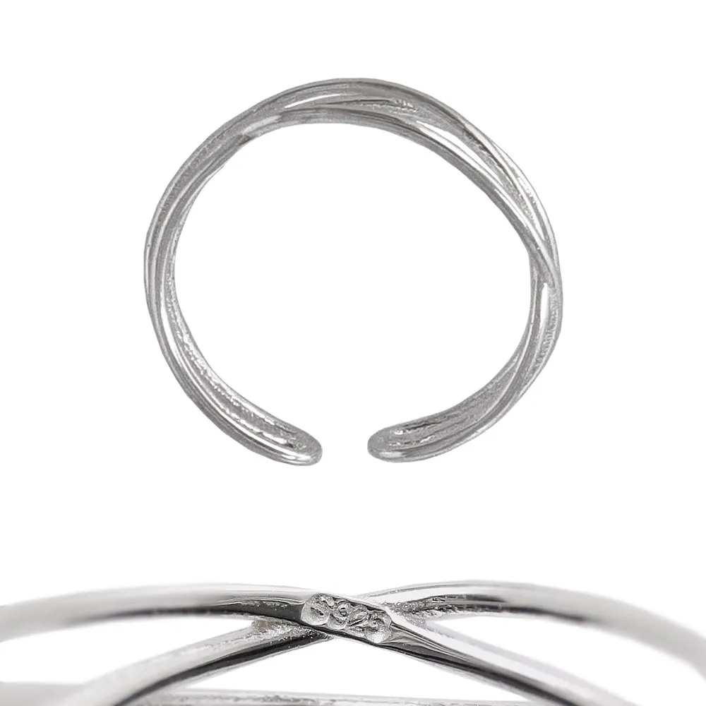 925 Silver Three Line Interconnected Ring