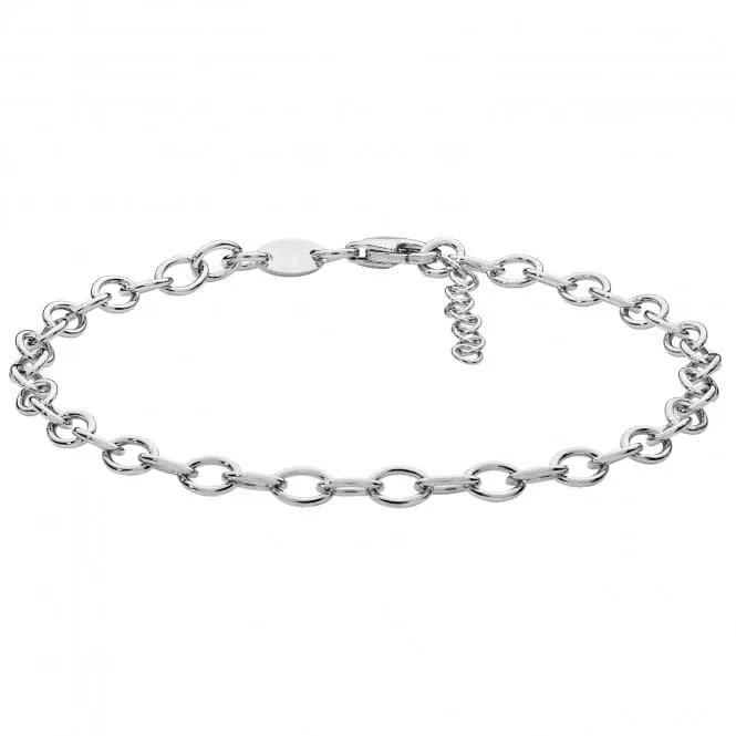 Acotis Silver Bracelet Oval Cable Rhodium Plated G2342