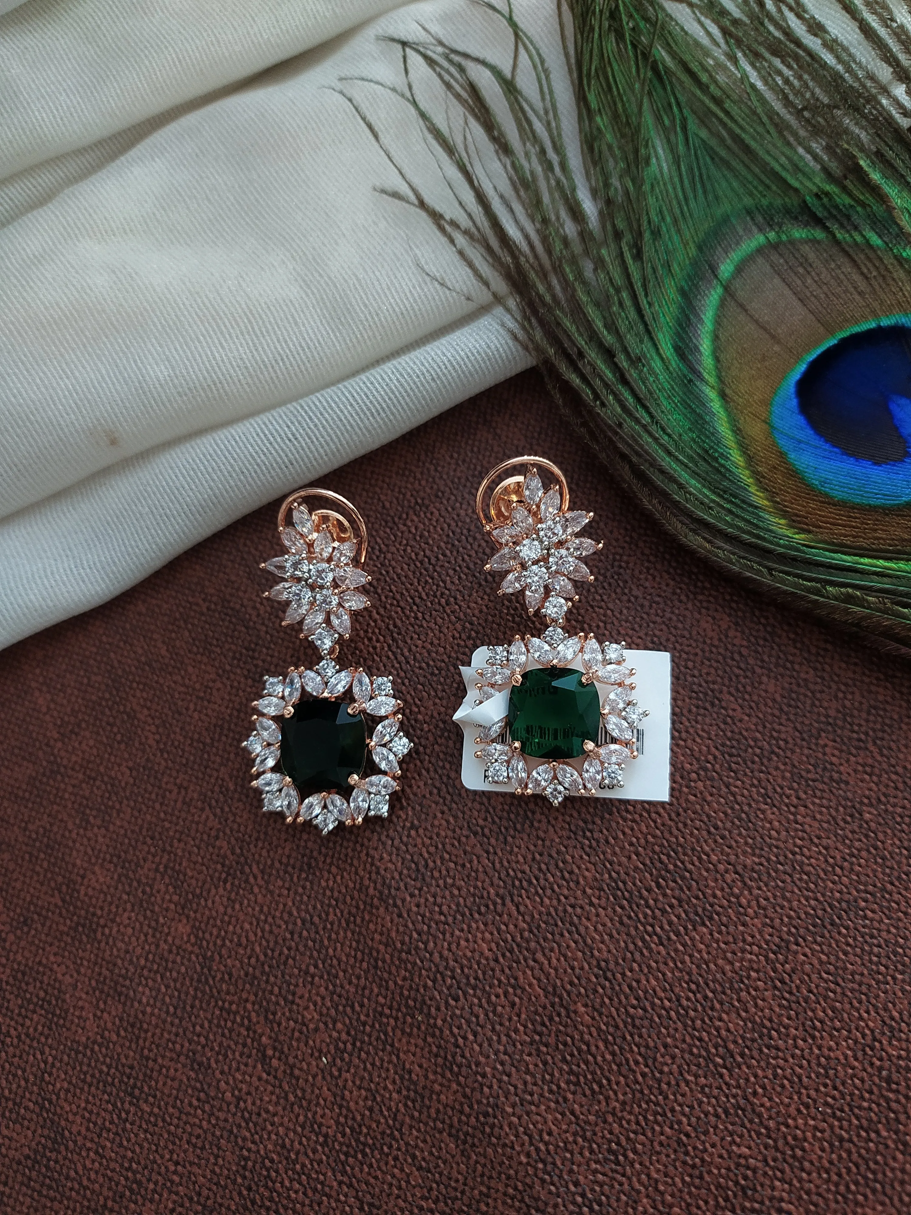 Adorable zircon earrings having Silver & Gold Polish