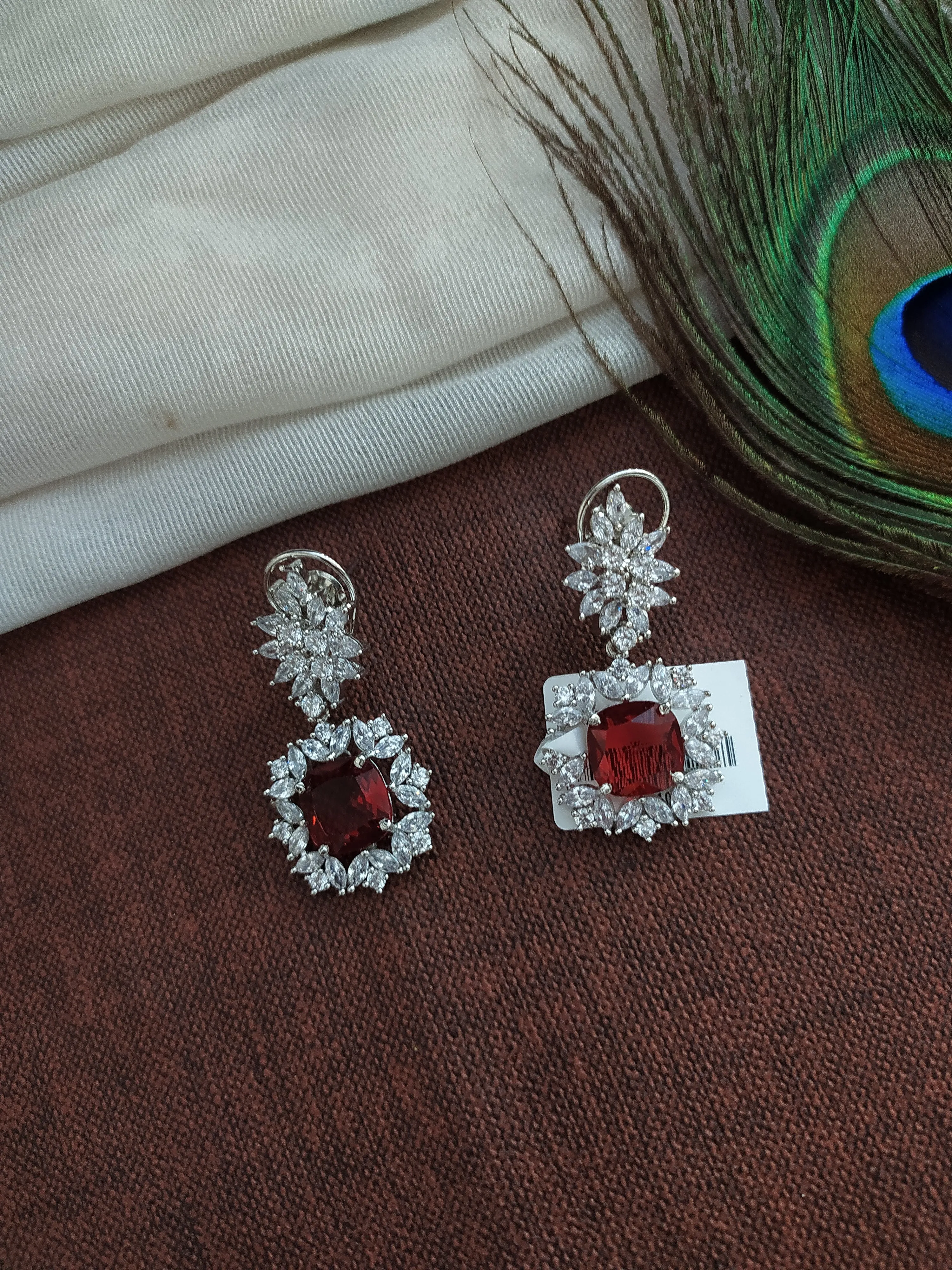 Adorable zircon earrings having Silver & Gold Polish