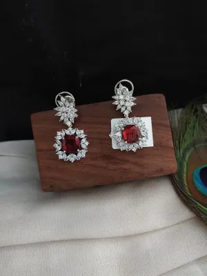 Adorable zircon earrings having Silver & Gold Polish