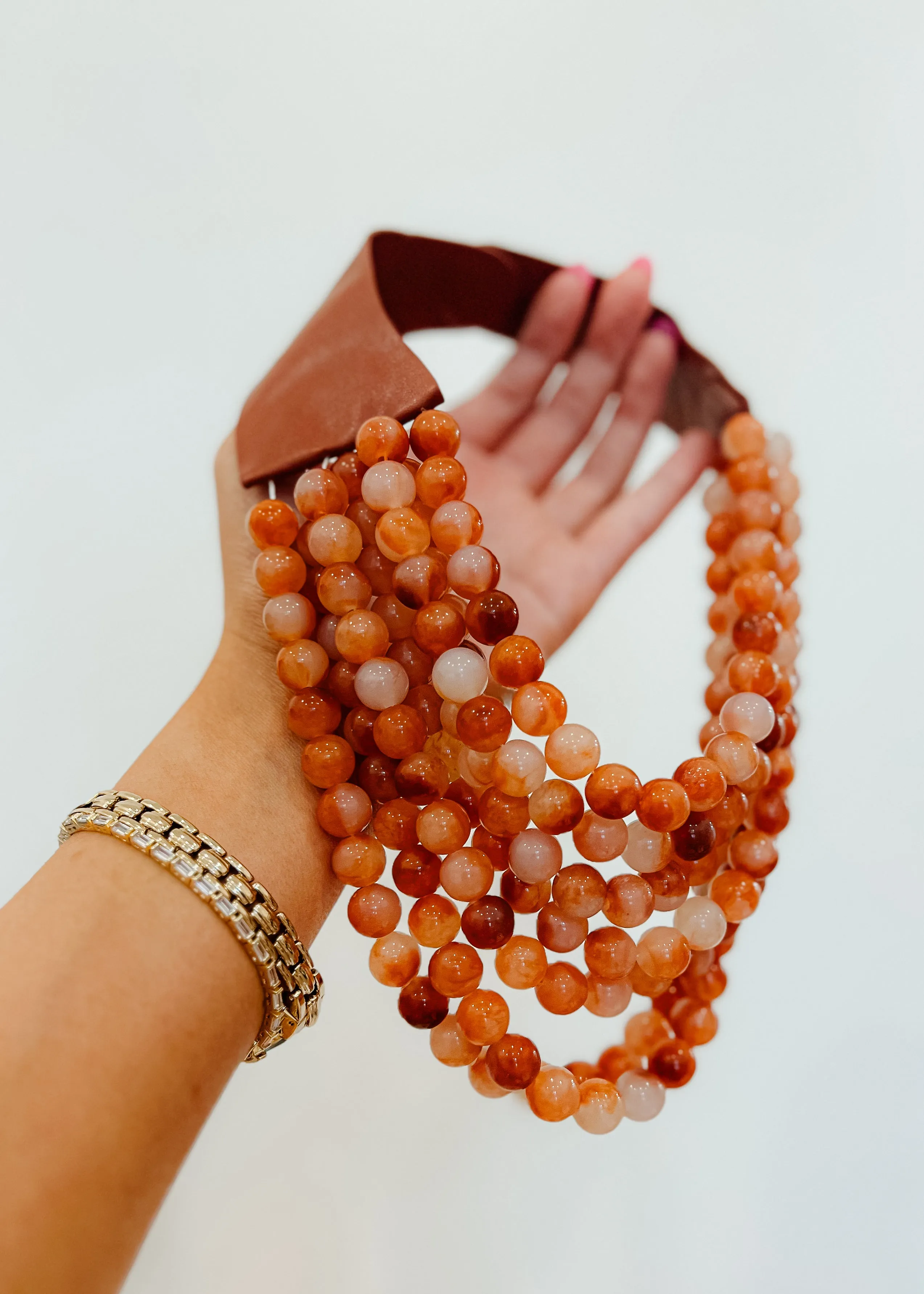 Agate Ball Beaded Necklace