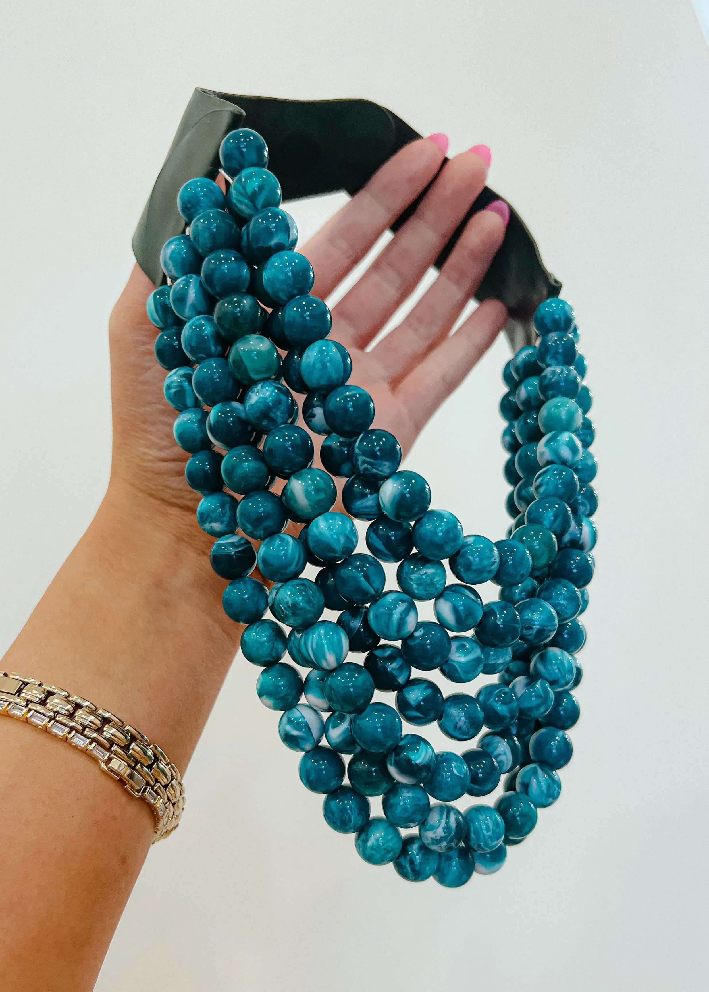 Agate Ball Beaded Necklace