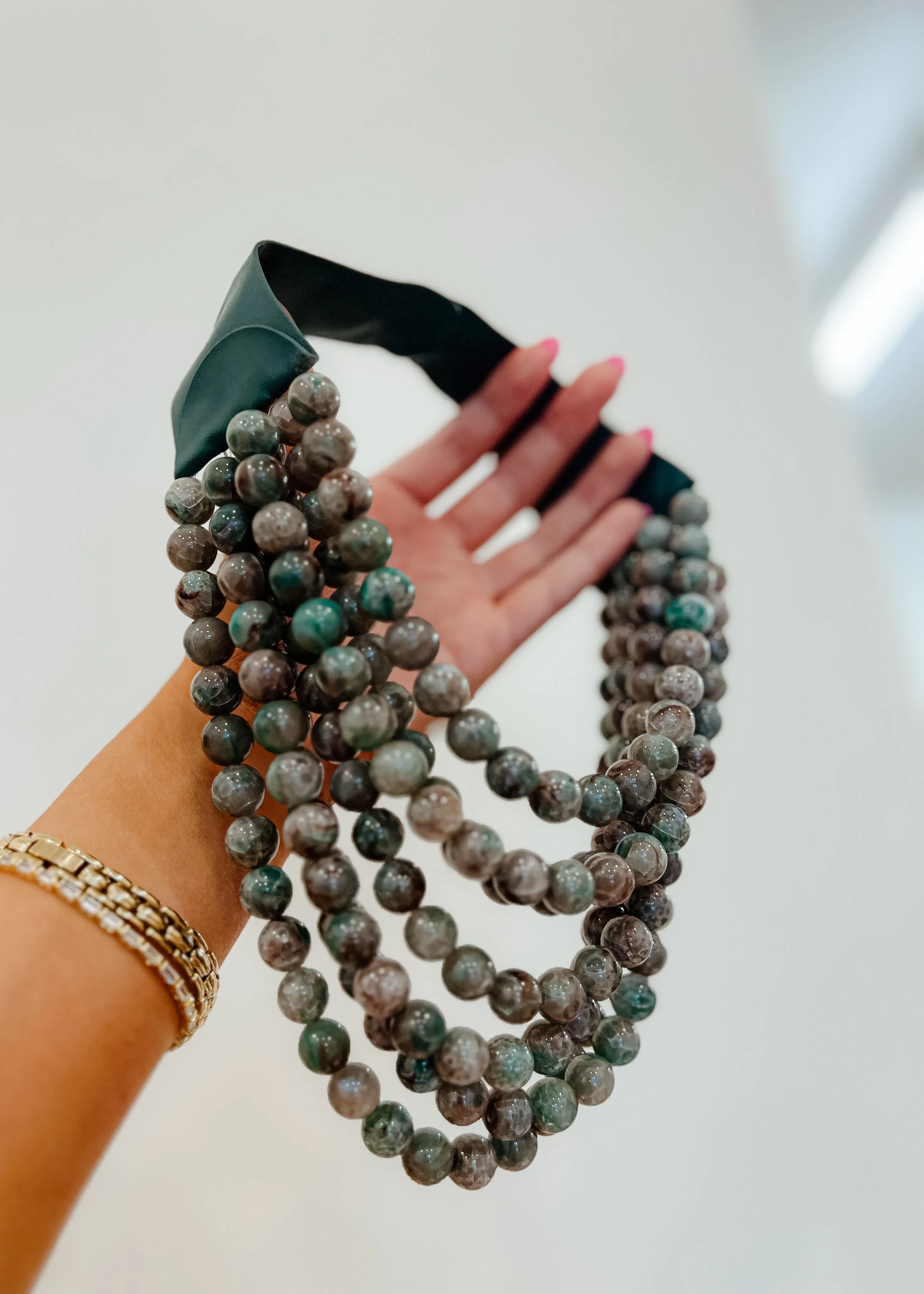 Agate Ball Beaded Necklace