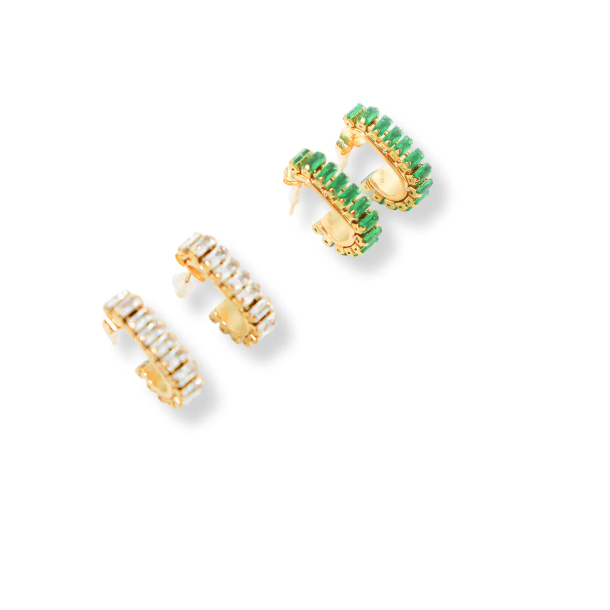 Aliana Geo Earrings In Emerald Green