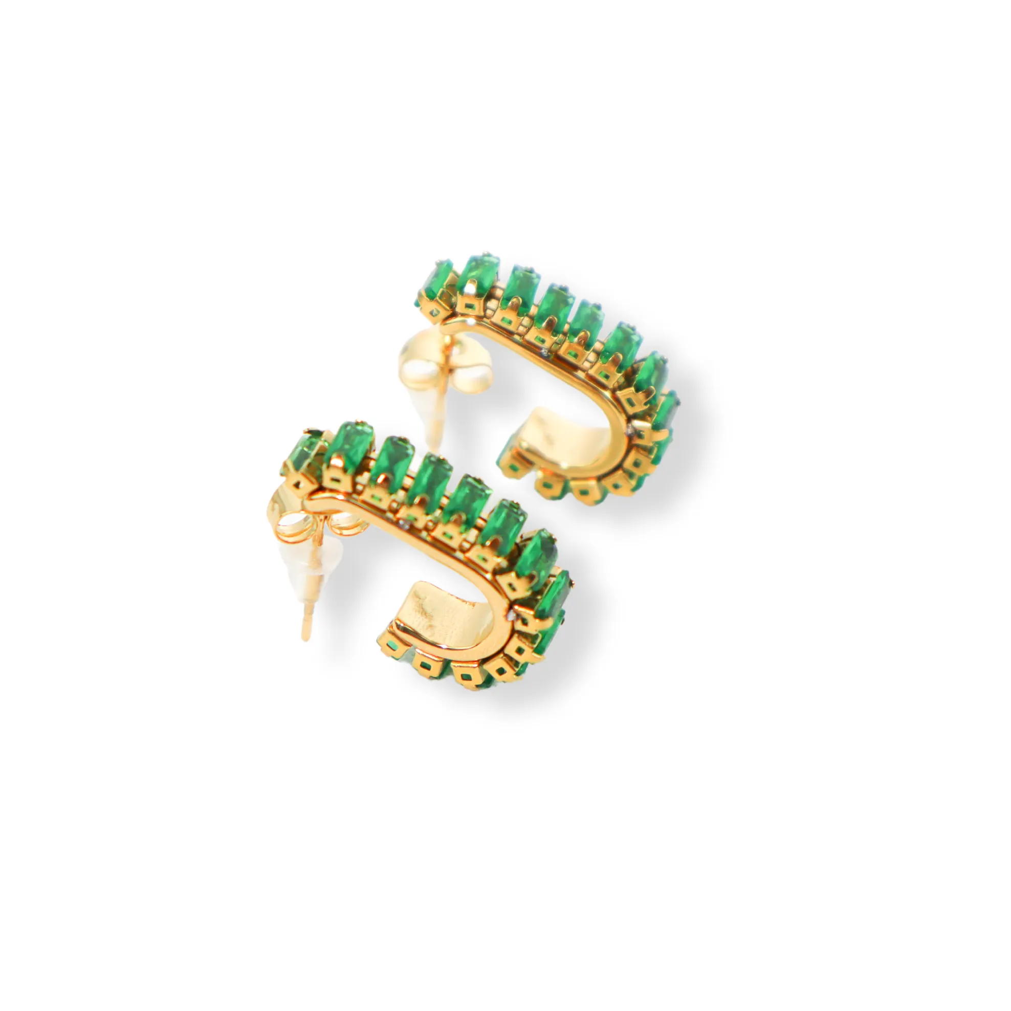 Aliana Geo Earrings In Emerald Green