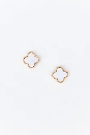 Alora Clover Earrings- White