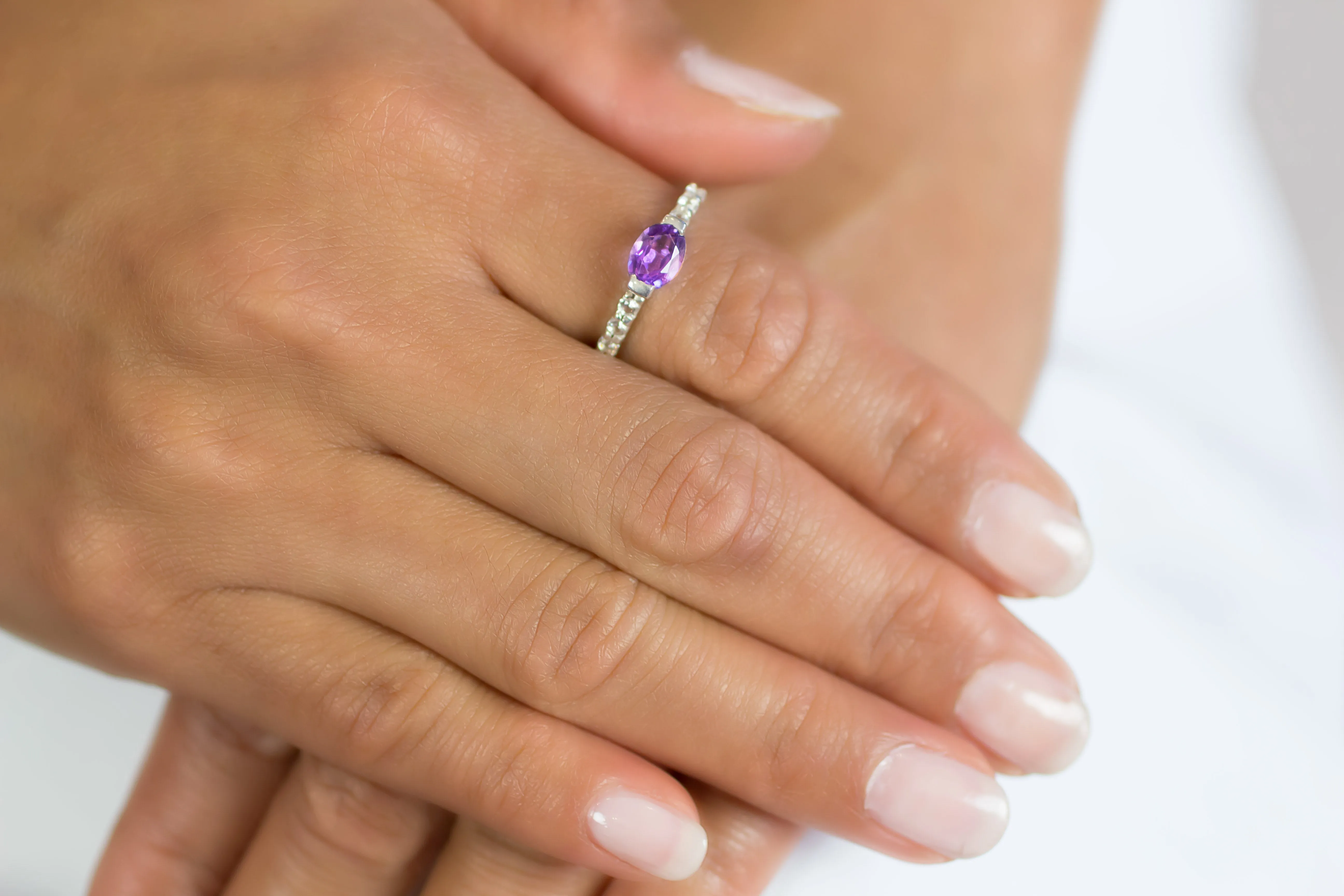 Amethyst and White Topaz Ring