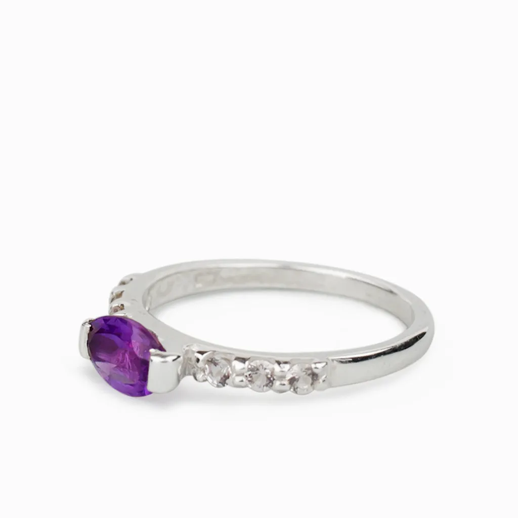 Amethyst and White Topaz Ring