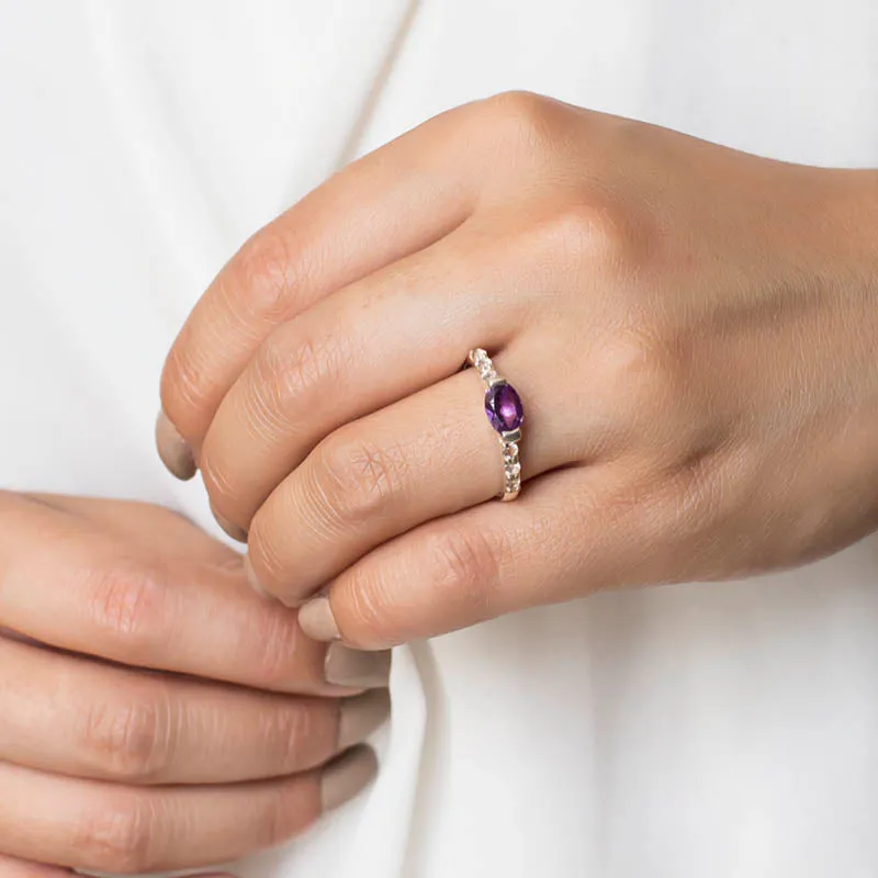 Amethyst and White Topaz Ring