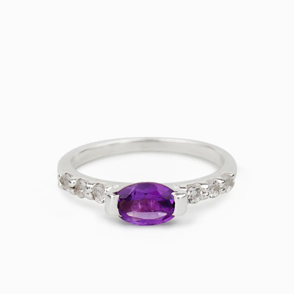 Amethyst and White Topaz Ring