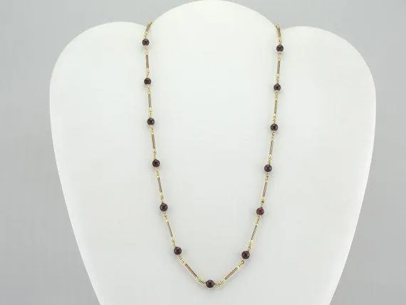 Ancient Style Garnet and Gold Bar Necklace