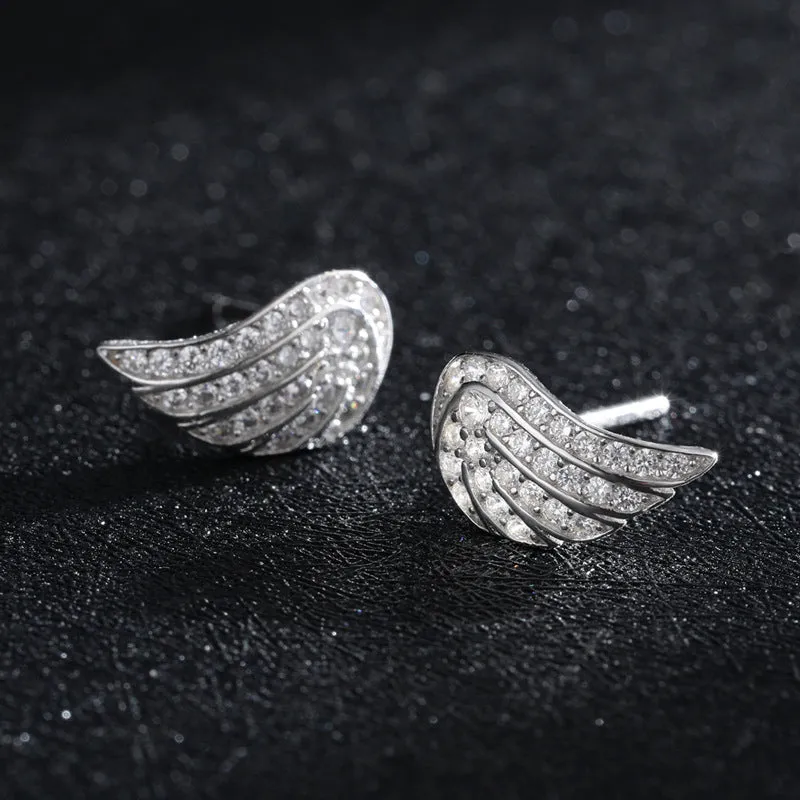 Angel Wings Zircon Earrings in Sterling Silver