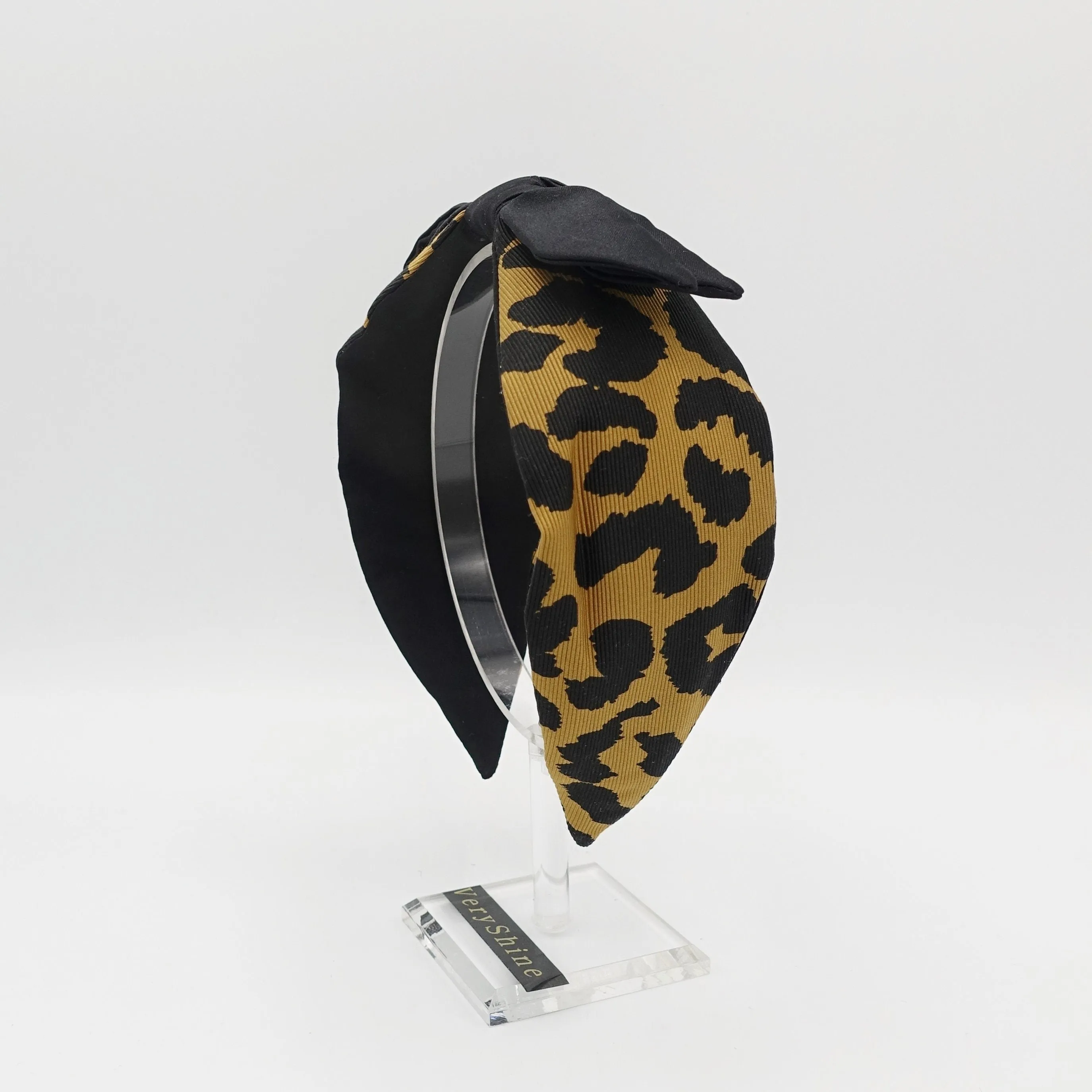 animal print grosgrain bow knot headband hair accessory for women