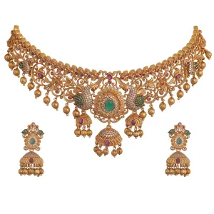 Antique Gold Plated Navita Choker Earrings Set