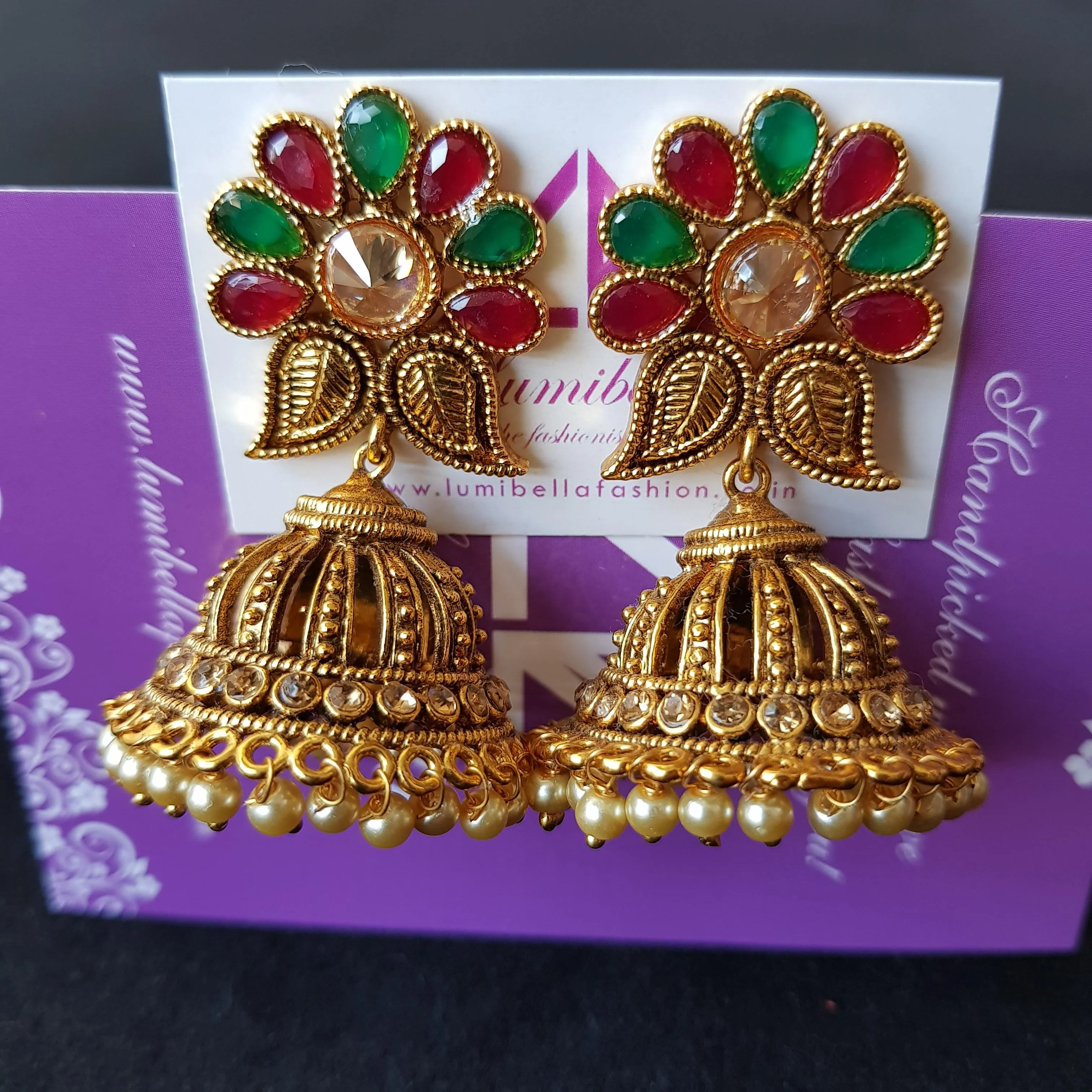 Antique style jumki earrings