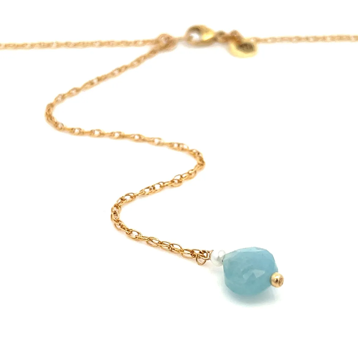 aquamarine back drop gold bar necklace