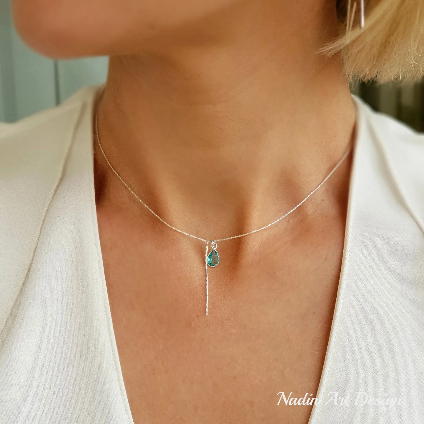 Aquamarine Crystal Necklace