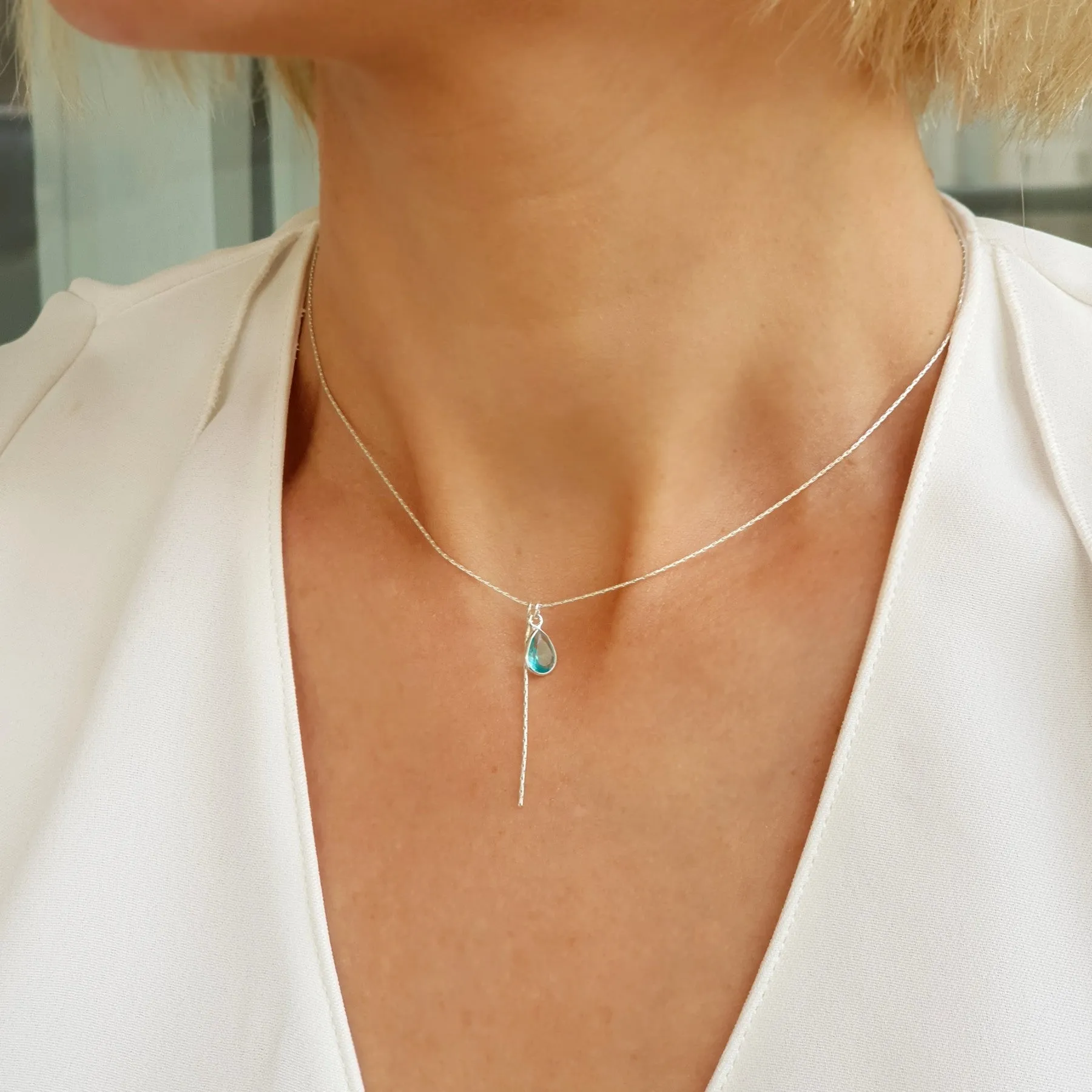 Aquamarine Crystal Necklace