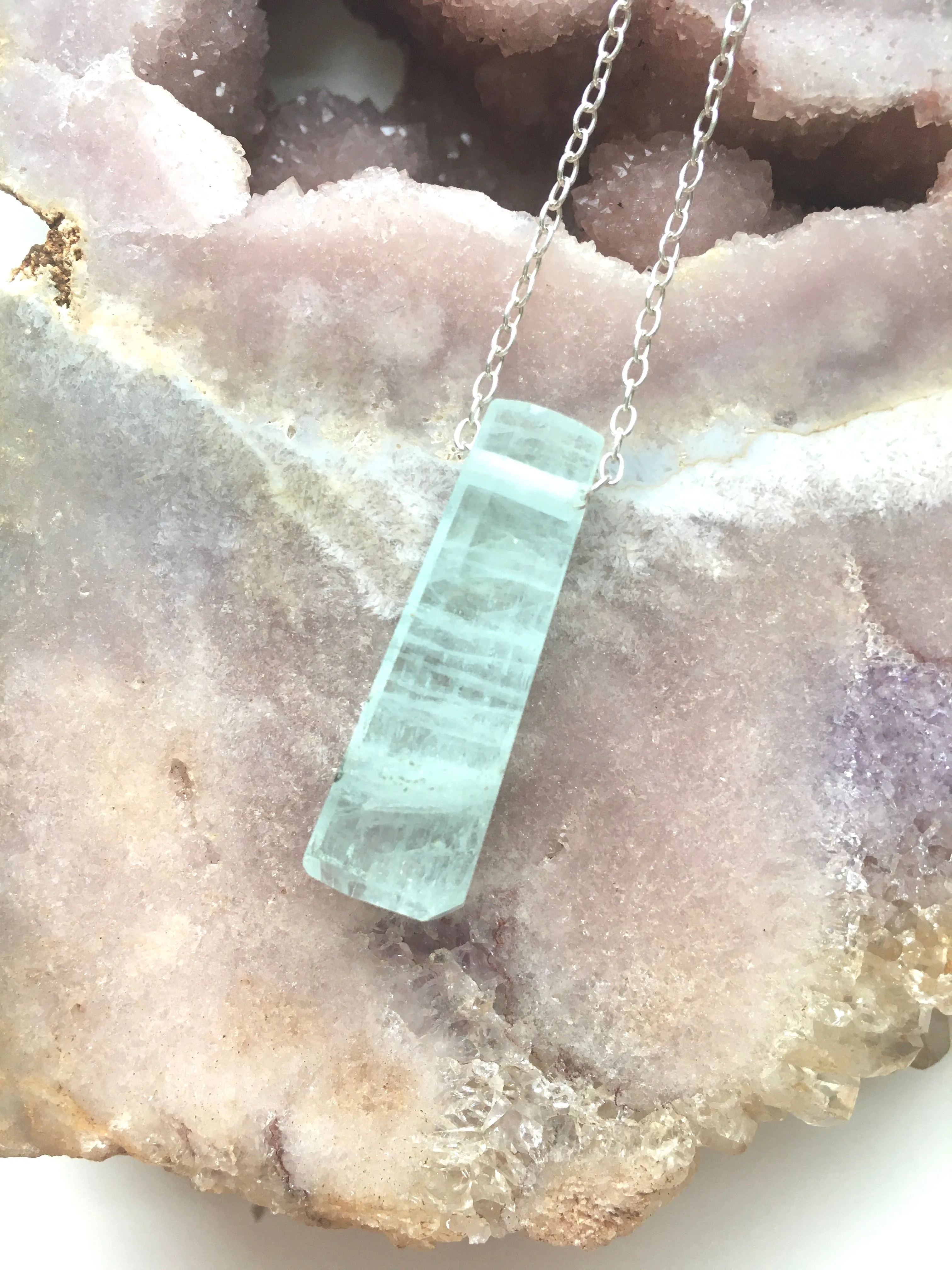 Aquamarine Necklace in Sterling Silver or gold fill made to order