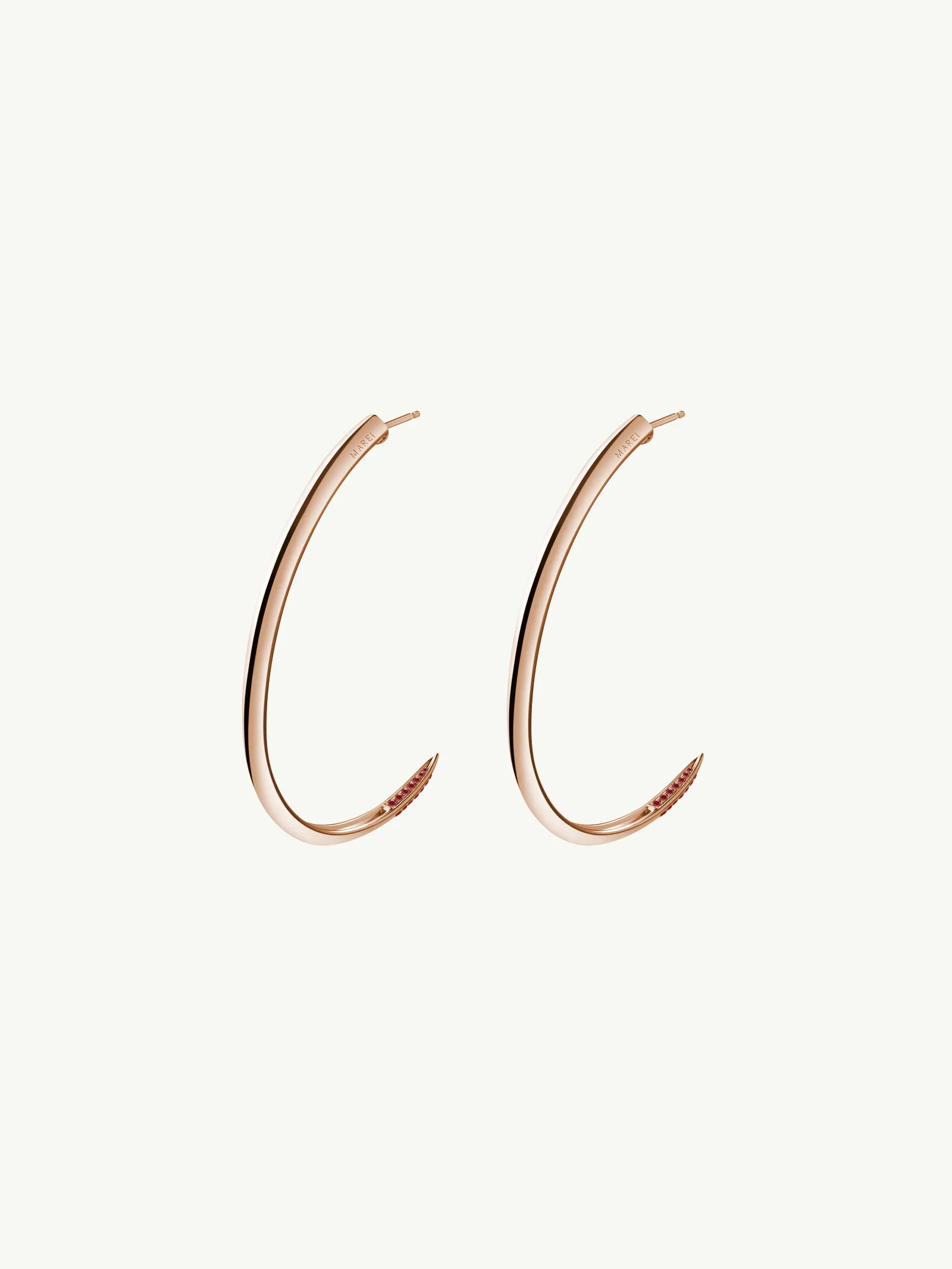 Asasara Hoop Earrings With Pavé Ruby Tips In 18K Rose Gold