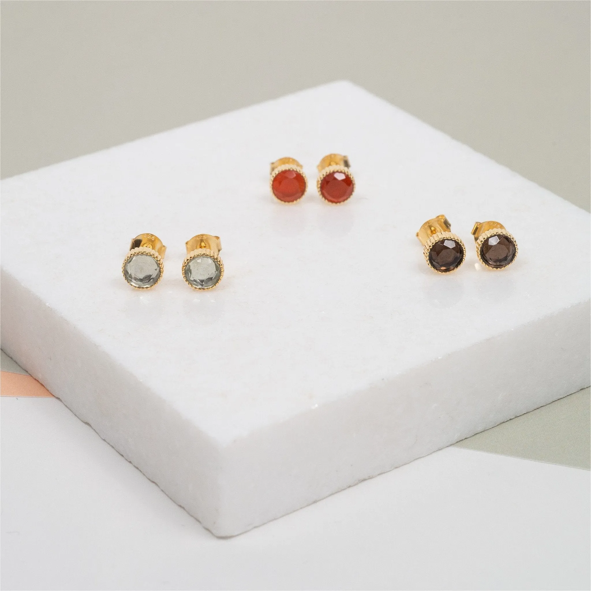 Barcelona July Birthstone Carnelian & Gold Vermeil Jewellery Set