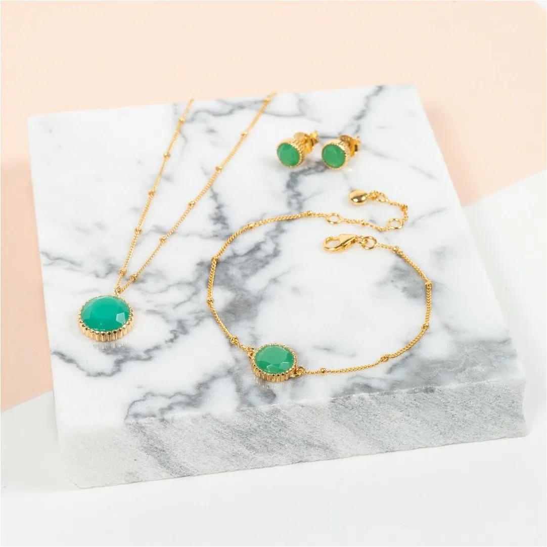 Barcelona May Birthstone Chrysoprase & Gold Vermeil Jewellery Set