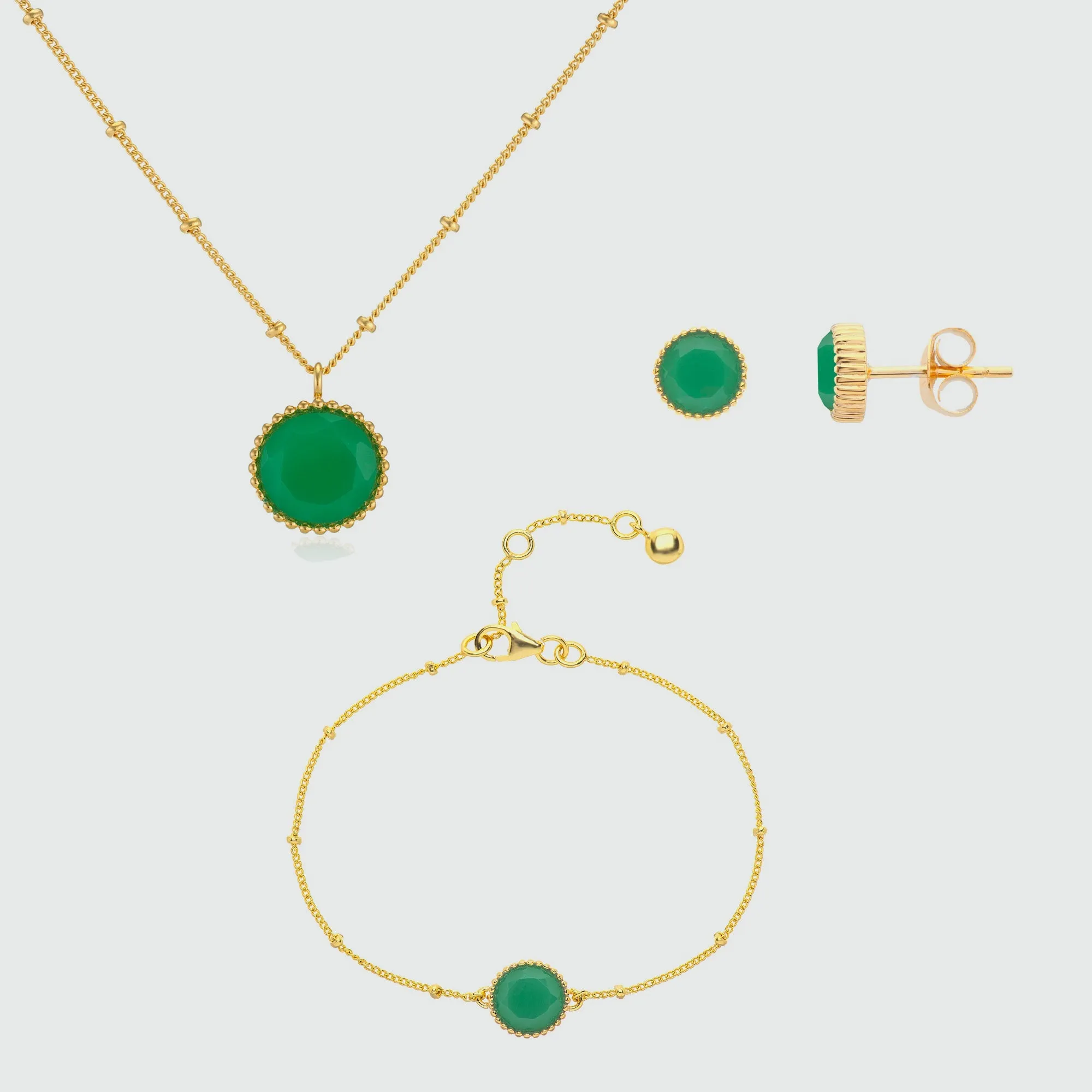 Barcelona May Birthstone Chrysoprase & Gold Vermeil Jewellery Set