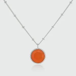 Barcelona Silver July Carnelian Birthstone Necklace